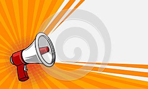 Megaphone pop art vector illustration.
