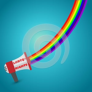 Megaphone with rainbow and the text lgbtq rights, lgbtq symbol
