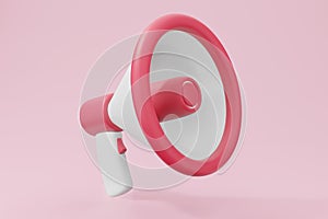 Megaphone shout sound or voice concept. Business speaker microphone 3D render in pastel color