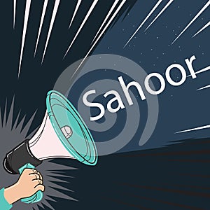 Megaphone speaker alert for sahoor or sahur sketch drawing