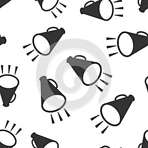 Megaphone speaker icon seamless pattern background. Bullhorn vector illustration on white isolated background. Scream announcement