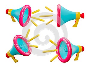 Megaphone speaker or loudspeaker  3D rendering