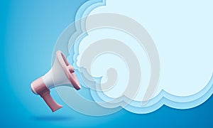 Megaphone with Speech bubble 3d illustration