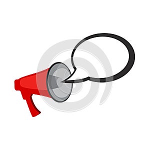 Megaphone and speech bubble for your text, simple flat vector illustration