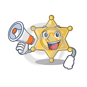 With megaphone star badge police isolated in mascot