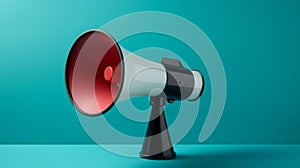 Megaphone on Teal Background in a Communicative Concept. Generative ai