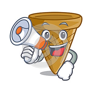 With megaphone wafer cone character cartoon