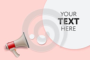 Megaphone white bubble for social media marketing concept. Place your text here. Vector announce for marketing. photo