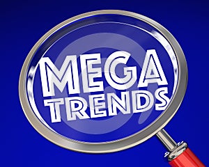 Megatrends Big Shift Change Transition Magnifying Glass 3d Illus