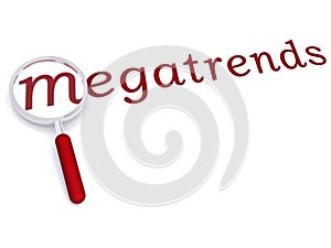 Megatrends with magnifiying glass