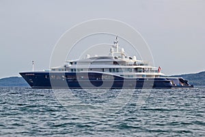 Megayacht floating on open sea