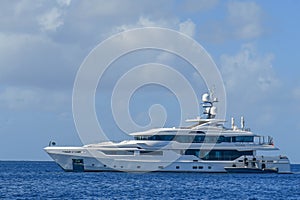 Megayacht and tender in Caribbean Islands photo