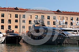 Megayachts in port of Genoa