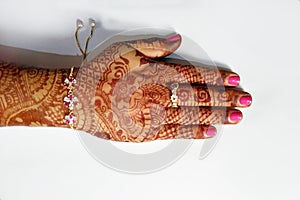 Heena or Mehandi on Bridal Hand photo