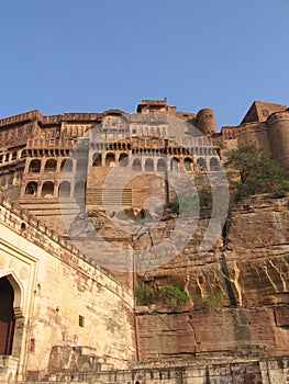 Meherangarh fort facade, Rajasthan, Jodhpur, India
