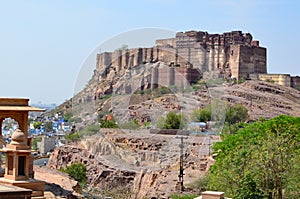 Meherangarh Fort from Jaswant Thada Monument, Jodhpur, Rajasthan, India