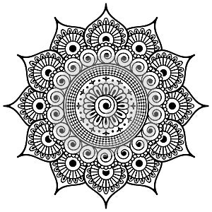 Mehndi henna floral element for tatoo mandala in Indian style