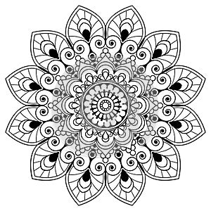 Mehndi henna floral element for tatoo mandala in Indian style.
