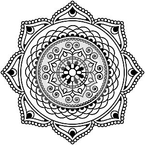 Mehndi henna Indian element flower mandala for tatoo or card.