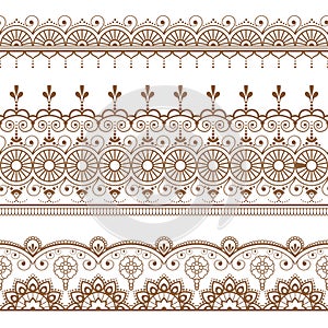 Mehndi Henna line lace element with circles pattern in Indian style for card or tattoo on white background