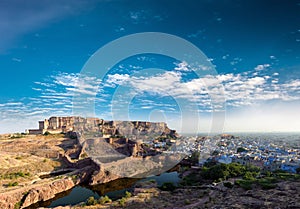 Mehrangarh fort in India, Rajasthan, Jodhpur. Indian palace