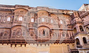 Mehrangarh Fort medieval architecture details at Jodhpur, Rajasthan, India