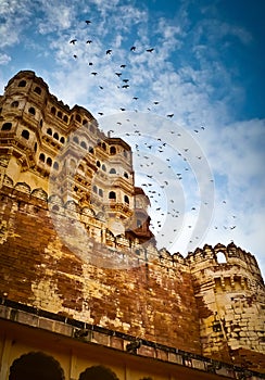 Mehrangarh Fort ramparts vertical