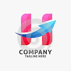 Letter H arrow gradient logo design