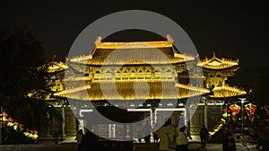 Mei Shang Temple Night Scene Chinese Architecture Symmetrical Structure