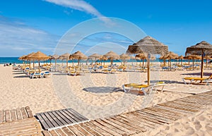 Meia Praia beach in Lagos, Algarve, Portugal.