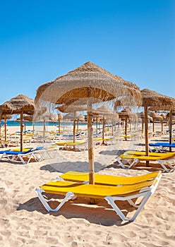 Meia Praia beach in Lagos, Algarve, Portugal. photo