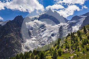 The Meije Glacier in Summer. Ecrins National Park, Hautes-Alpes, France