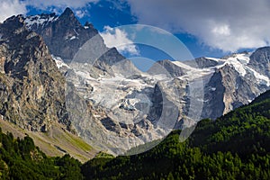 The Meije Peak in summer. Ecrins National Park, Hautes-Alpes, Alps, France