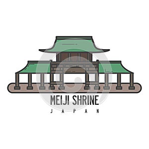 A meiji shrine illustration.. Vector illustration decorative design