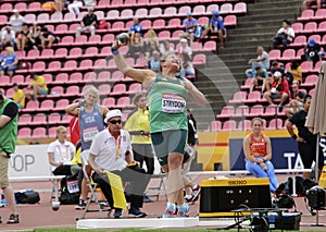 MEIKE STRYDOM from SOUTH AFRICA in the shot put final at the IAAF World U20 Championships in Tampere,