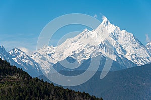 Meili Snow Mountain Nature Reserve in Deqin, Yunnan, China. It is part of UNESCO World Heritage Site.