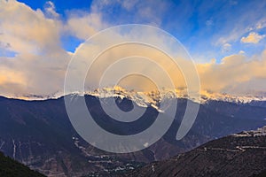 Meili snow mountain in sunrise, Deqing, Yunnan, China