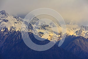 Meili snow mountain in sunrise, Feilai temple, Deqing, Yunnan, China