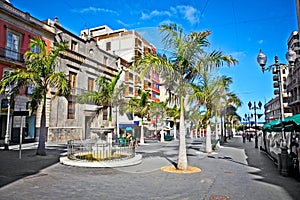 Mein street of old town Santa Cruz de Tenerife, Spain. photo