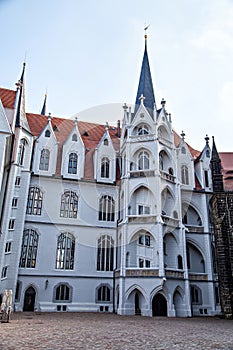 Meissen Albrechtsburg castle square and cathedral view