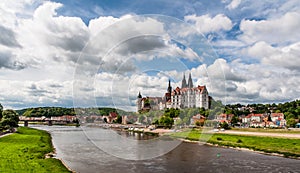 Meissen Castle and Elbe river panorama