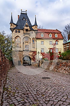 Meissen old town with the middle castle gate