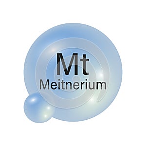 Meitnerium element symbol. Blue spherical representation. Chemical Mt icon. Scientific vector illustration. photo