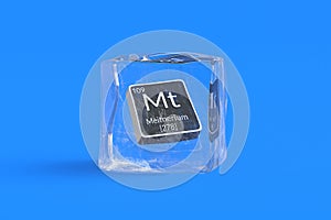 Meitnerium Mt chemical element of periodic table in ice cube. Symbol of chemistry element photo