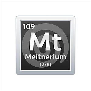 Meitnerium symbol. Chemical element of the periodic table. Vector stock illustration. photo