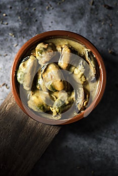 Mejillones al curry, spanish curried mussels photo