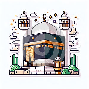 Mekkah mosque alharam kabah for Hajj Muslims Eid Aladha Mubarak ai generator photo