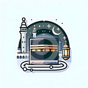 Mekkah mosque alharam kabah for Hajj Muslims Eid Aladha Mubarak ai generator photo