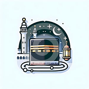 Mekkah mosque alharam kabah for Hajj Muslims Eid Aladha Mubarak ai generator