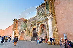 Gate Bab Mansour in Meknes, Morocco.